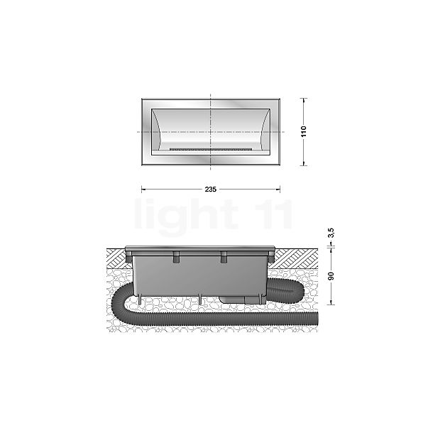 Bega 84091 - Bodeneinbauleuchte LED Edelstahl - 3.000 K - 84091K3 Skizze