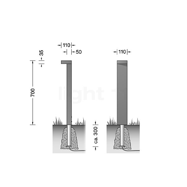 Bega 84218 - Bolderarmatuur LED zilver - 84218AK3 schets