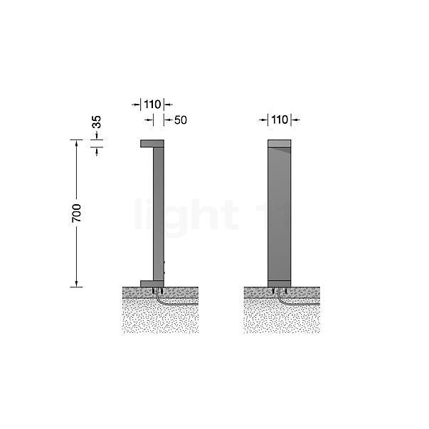 Bega 84228 - Bolderarmatuur LED zilver - 84228AK3 schets