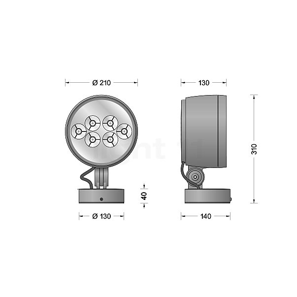 Bega 84409 - Proiettore LED grafite - 84409K3 - vista in sezione