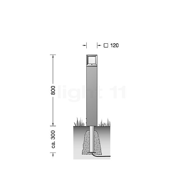 Bega 84605 - Bolderarmatuur LED zilver - 84605AK3 schets