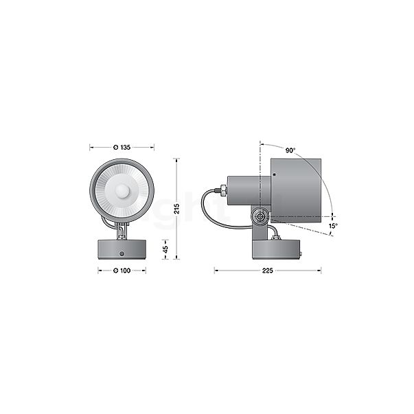 Bega 84768 - Riflettori puntati su LED grafite - 84768K3 - vista in sezione