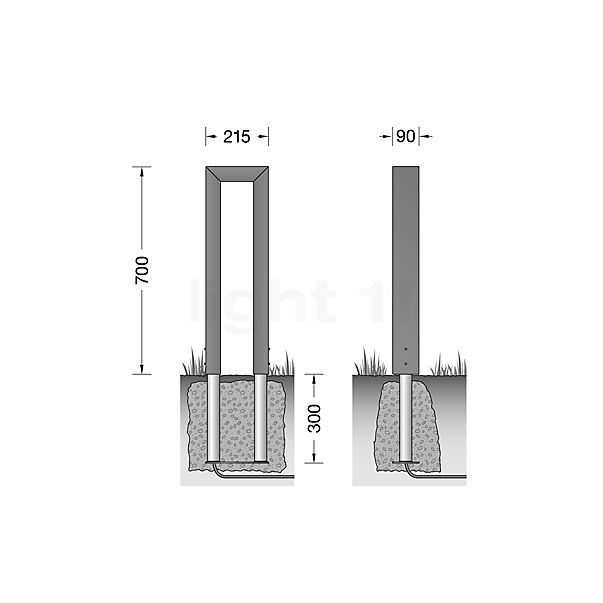 Bega 84808 - Bolderarmatuur LED zilver - 84808AK3 schets