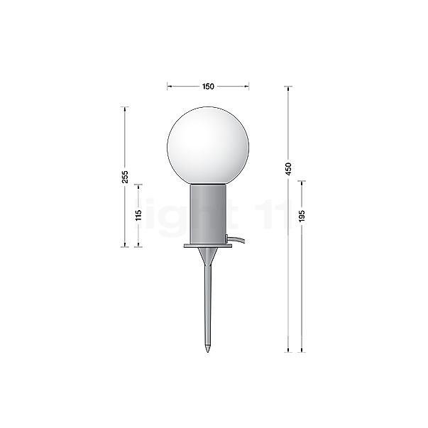 Bega 84918 - UniLink® Bodenleuchte LED mit Erdspieß graphit - 84918K3 Skizze