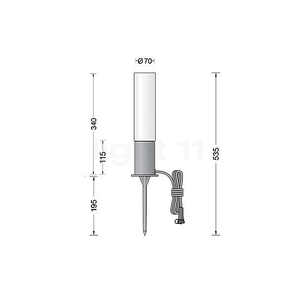 Bega 84919 - UniLink® Lampe au sol LED avec piquet à enterrer graphite - 84919K3 - vue en coupe