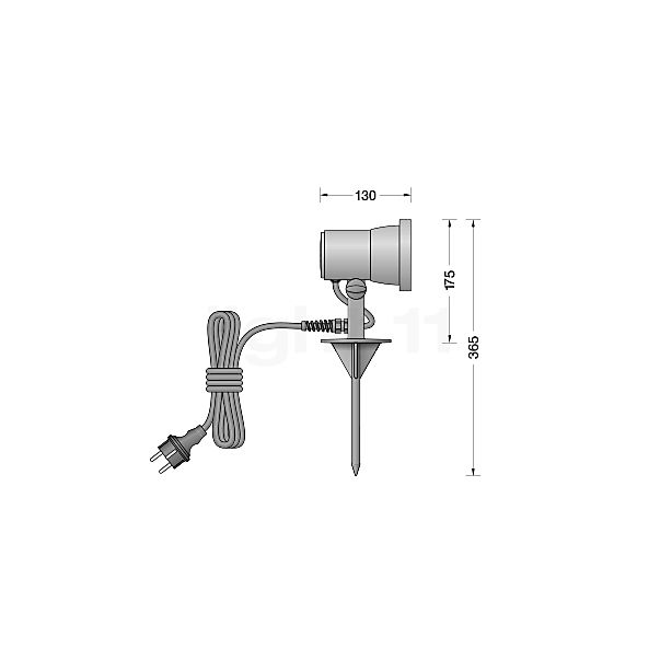 Bega 85009 - Scheinwerfer LED mit Erdspieß graphit - 85009K3 Skizze