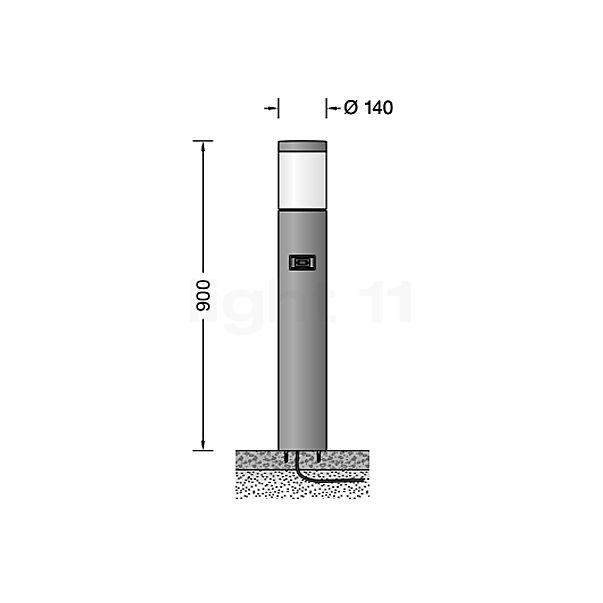 Bega 85054 - Bolderarmatuur LED zilver - 85054AK3 schets