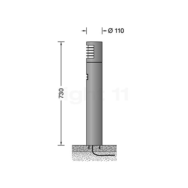 Bega 85057 - Bolderarmatuur LED zilver - 85057AK3 schets