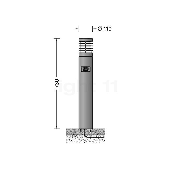 Bega 85061 - Bolderarmatuur LED zilver - 85061AK3 schets