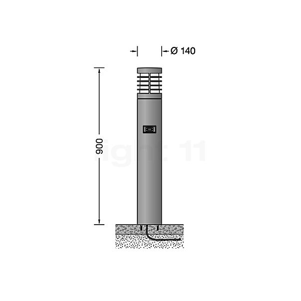 Bega 85062 - Bolderarmatuur LED zilver - 85062AK3 schets