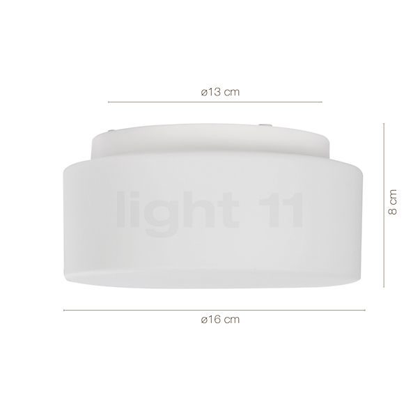 Dimensions du luminaire Bega 89009 - Plafonnier/Applique blanc - 2.700 K - 89009K27 en détail - hauteur, largeur, profondeur et diamètre de chaque composant.