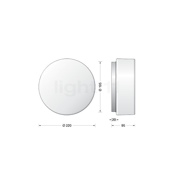 Bega 89010 Applique/Plafonnier blanc - 3.000 K - 89010K3 - vue en coupe