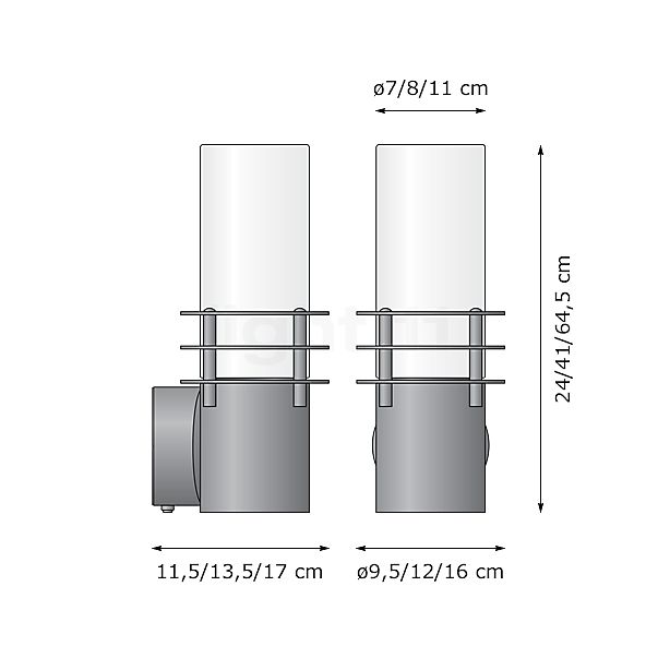 Bega Freistrahlende Wandleuchte zylindrisch LED Kupfer/25,5 W - 31095K3 Skizze
