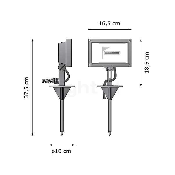 Bega Plug & Play 24364 - Schijnwerper LED met grondpen grafiet - 24364K3+13566 incl. Smart Tower schets