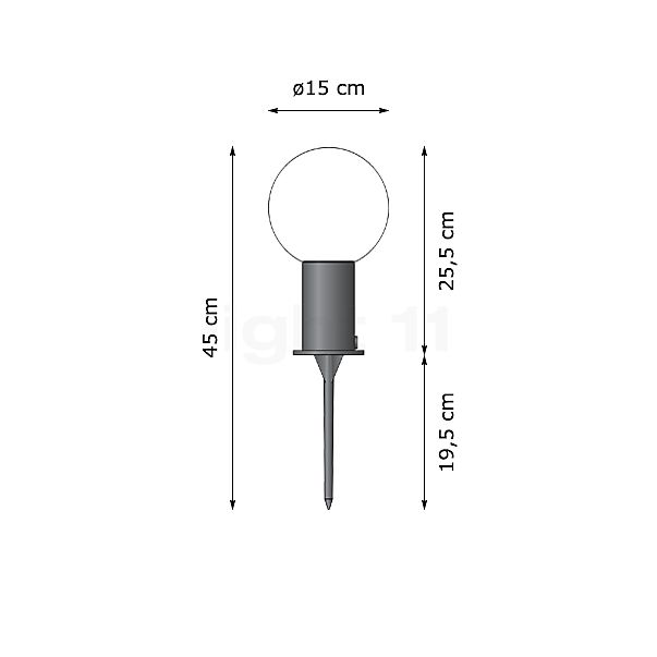 Bega Plug & Play 55038 - Borne lumineuse LED avec piquet à enterrer graphite - 55038K3 + 13566 incl. Smart Tower - vue en coupe