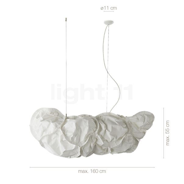 Measurements of the Belux Cloud XL LED white in detail: height, width, depth and diameter of the individual parts.