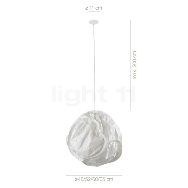 Dimensiones del/de la Belux Cloud, lámpara de suspensión LED ø65 cm al detalle: alto, ancho, profundidad y diámetro de cada componente.