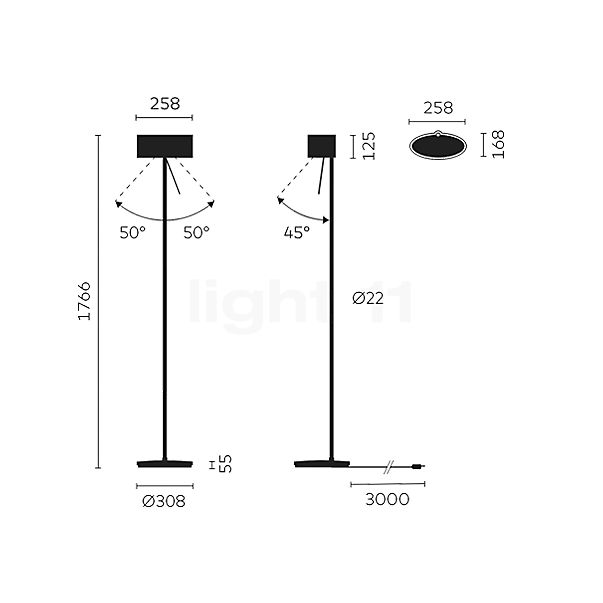 Belux Diogenes Lampadaire LED bronze - vue en coupe