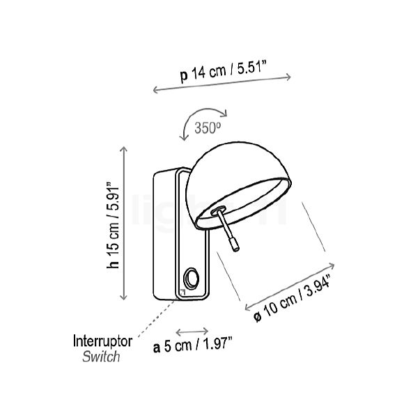 Bover Beddy Wandlamp LED eikenhout schets