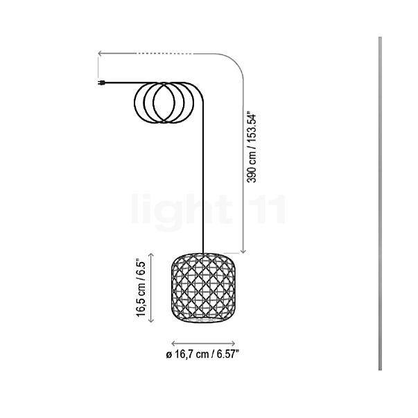 Bover Nans Pendelleuchte LED mit Stecker braun - 17 cm Skizze
