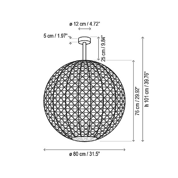 Bover Nans Sphere Lampada da soffitto LED marrone - 80 cm - vista in sezione