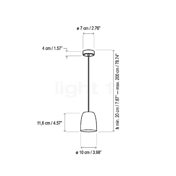 Bover Nut, lámpara de suspensión LED gris - alzado con dimensiones
