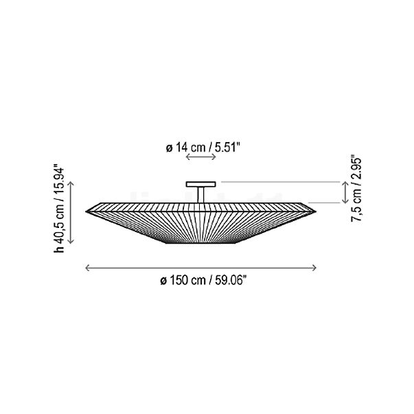 Bover Siam Plafondlamp wit - 150 x 40 cm schets