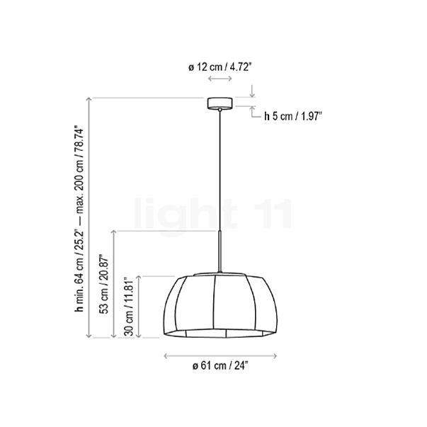 Bover Tanit, lámpara de suspensión LED beige - 61 cm - alzado con dimensiones