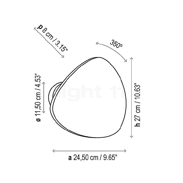 Bover Tria, lámpara de pared LED roble - 24,5 cm - alzado con dimensiones