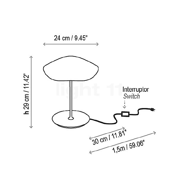 Bover Valentina Lampe de table LED noir/cuivre - vue en coupe