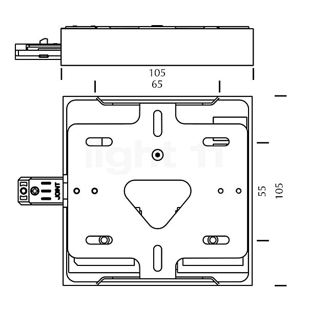 Bruck Alimentation pour All-in Rail blanc, carré - vue en coupe