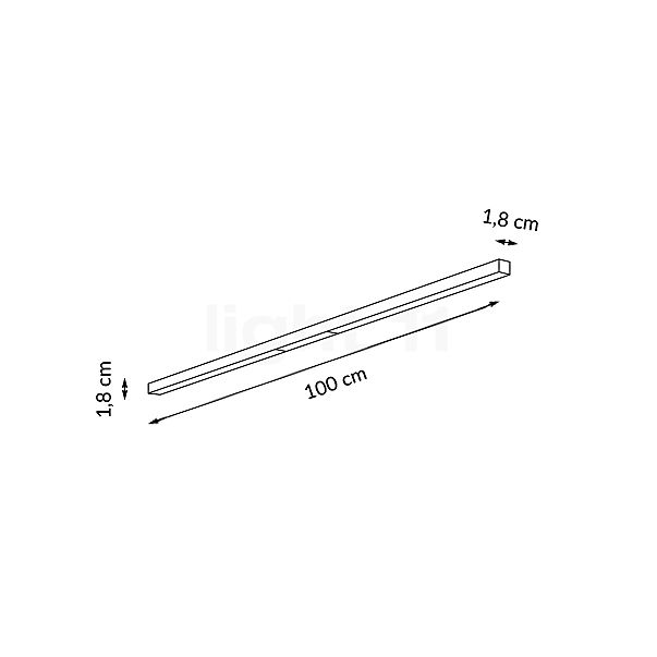 Bruck Asta para All-in Ferrocarril foco de superficie blanco - prisma - alzado con dimensiones