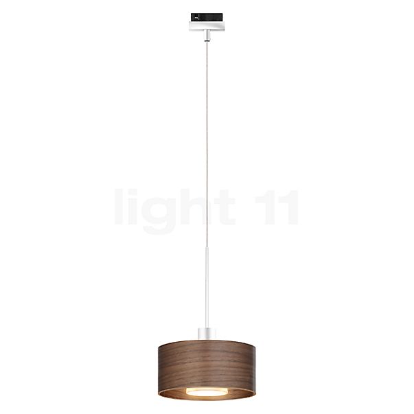 Bruck Cantara Holz Pendelleuchte LED für Duolare Schiene weiß/schirm eiche dunkel - 20 cm