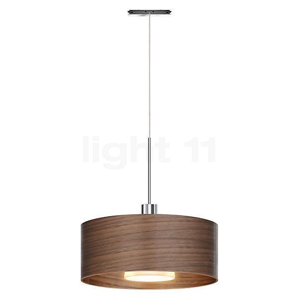 Bruck Cantara Hout Hanglamp LED voor All-in Track chroom glimmend/lampenkap eikenhout donker - 30 cm
