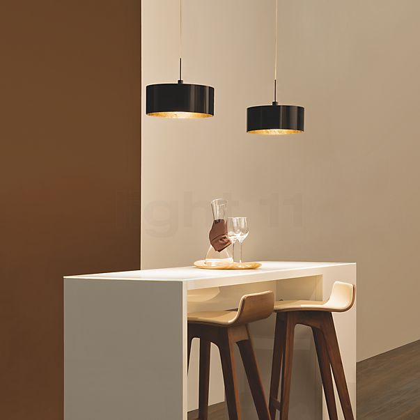 Cantara Lampada a sospensione LED cromo lucido/vetro nero/dorato - 30 cm , articolo di fine serie