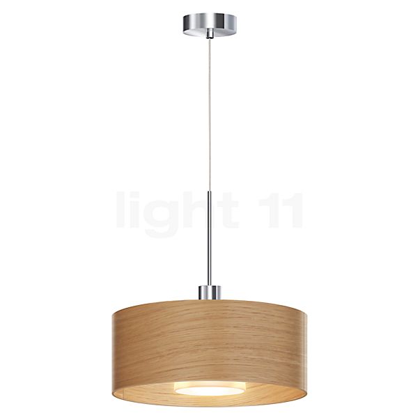 Bruck Cantara Wood Pendant Light LED chrome glossy/lampshade oak bright - 30 cm