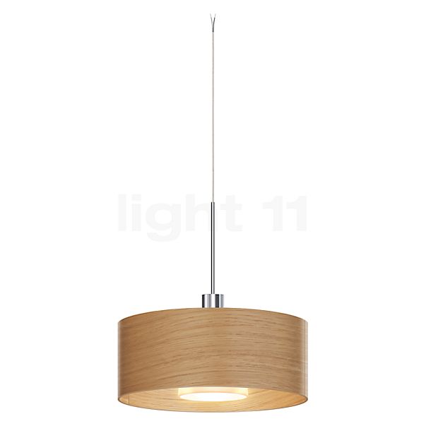 Bruck Cantara hout Hanglamp LED voor Maximum System lage spanning chroom glimmend/lampenkap eikenhout helder - 30 cm