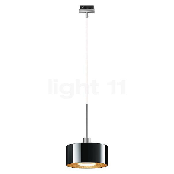 Bruck Cantara, lámpara de suspensión para Duolare Riel cromo mate/vidrio negro/dorado - 19 cm