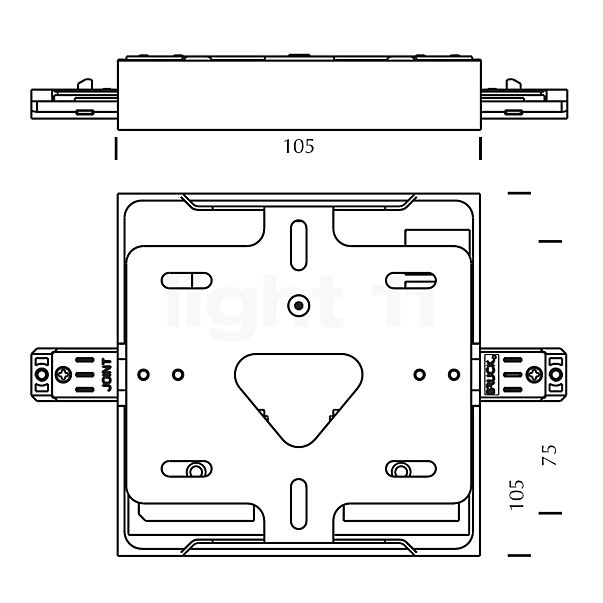 Bruck Central Power Feed for All-in Track white, square sketch