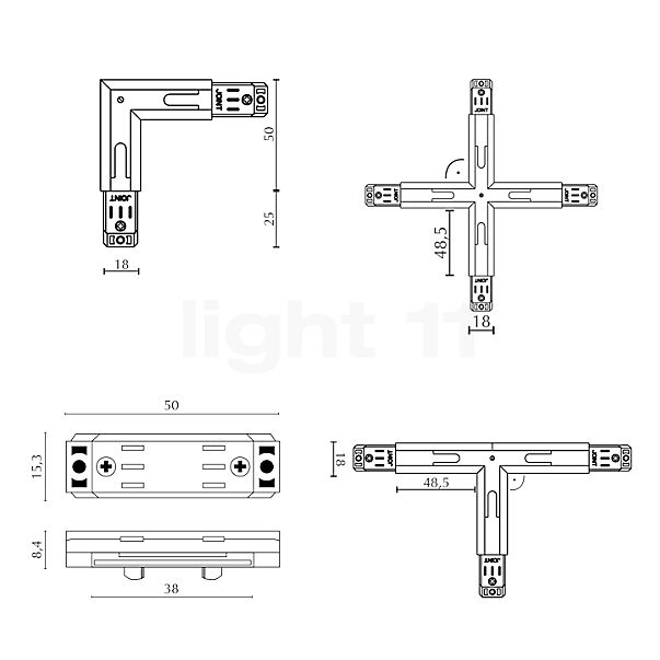 Bruck Connecteur pour All-in Rail connecteurs d'angle, noir - vue en coupe