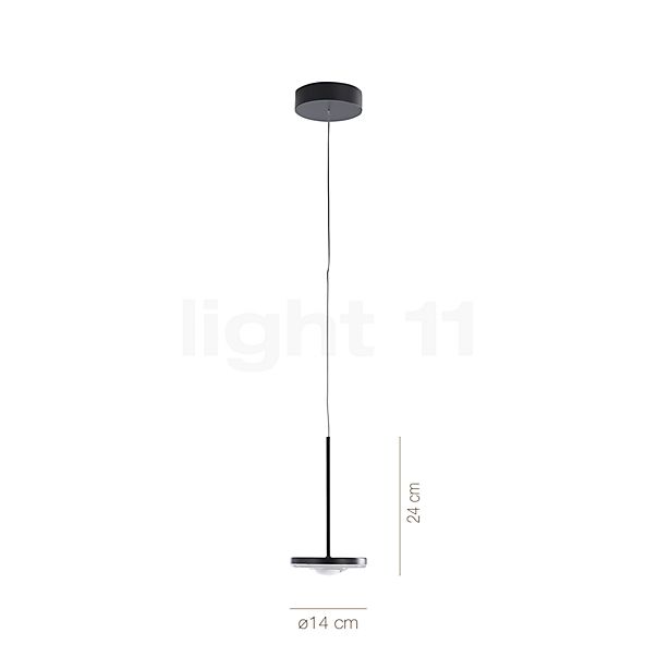 De afmetingen van de Bruck Euclid Hanglamp LED lage spanning zwart - dim to warm in detail: hoogte, breedte, diepte en diameter van de afzonderlijke onderdelen.
