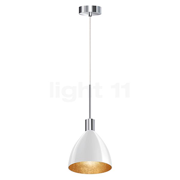 Bruck Silva, lámpara de suspensión LED - ø16 cm cromo brillo, vidrio blanco/dorado , Venta de almacén, nuevo, embalaje original