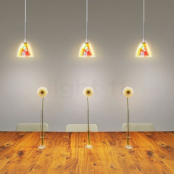 Bruck Silva, lámpara de suspensión LED baja tensión cromo brillo/vidrio amarillo/naranja - 11 cm