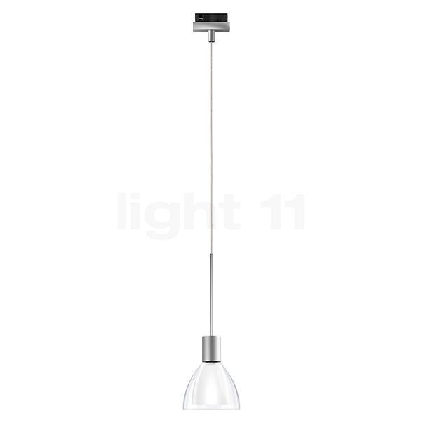 Bruck Silva, lámpara de suspensión LED para Duolare Riel - ø11 cm cromo mate, vidrio cristalino/opalino