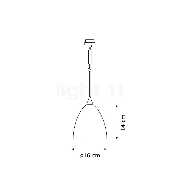 Bruck Silva, lámpara de suspensión para Duolare Riel - ø16 cm cromo brillo, vidrio cristalino/opalino - 860372ch , artículo en fin de serie - alzado con dimensiones