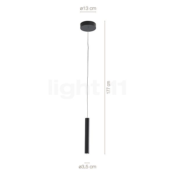Measurements of the Bruck Star Pendant Light LED low voltage black - 2,700 K , Warehouse sale, as new, original packaging in detail: height, width, depth and diameter of the individual parts.