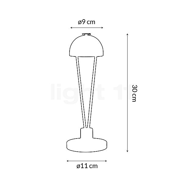 Catellani & Smith Ale Be T, lámpara recargable LED blanco - alzado con dimensiones