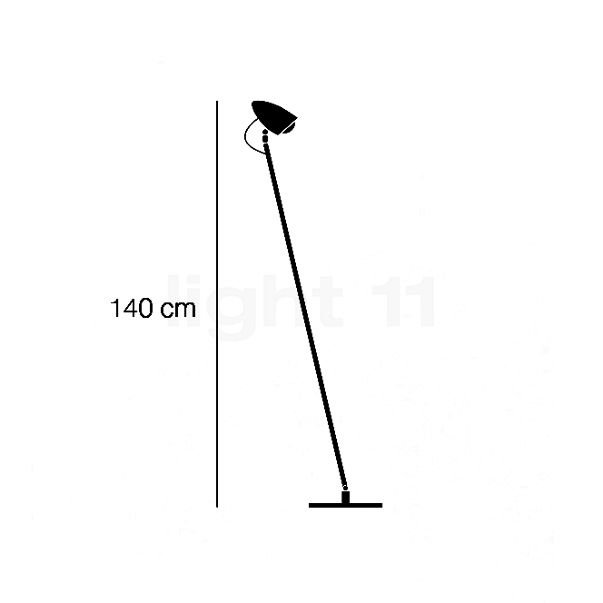Catellani & Smith CicloItalia F, lámpara de pie LED latón - alzado con dimensiones
