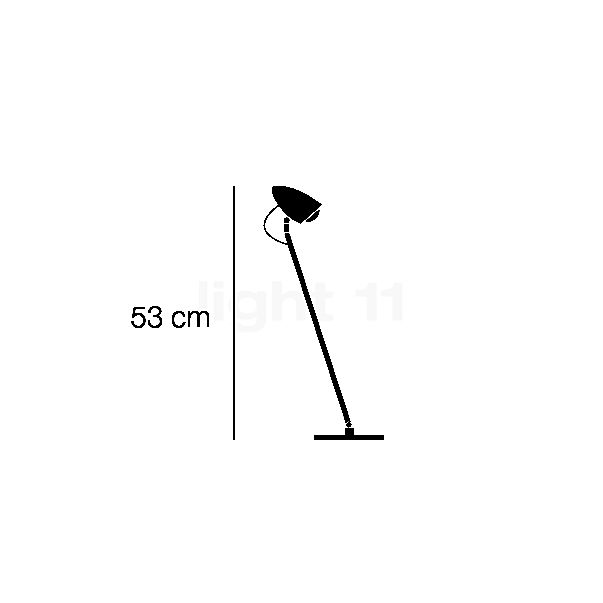 Catellani & Smith CicloItalia T, lámpara de sobremesa LED latón - alzado con dimensiones