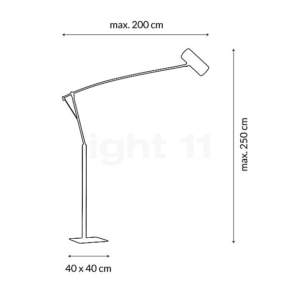 Catellani & Smith Ettorino Big, lámpara de pie LED blanco - alzado con dimensiones